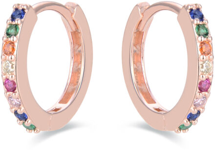 Luxent Sterling Zilver 925 Oorbellen met Veelkleurige Zirkonia in 18K Roségoud - Valarys