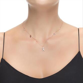 Luxenter, 925 sterling zilver en roze toermalijn gerhodineerde zirkonia ketting