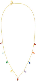 Luxenter, Lukza collier in 925 sterling zilver en veelkleurige zirkonia met 18 kt geelgouden plating