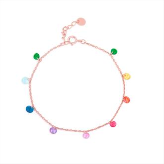 Luxenter, Rolcon armband in 925 sterling zilver en veelkleurige zirkonia met 18K roségoud vergulde afwerking