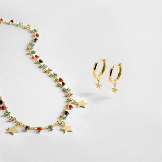 Luxereeks in 925 sterlingzilver afgewerkt met 18K geelgoud. Veelkleurig