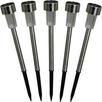 Luxform Solar tuinlamp - 10x - RVS - LED warm wit - oplaadbaar - D4,7 x H32,5 cm