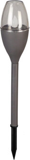 Luxform Solar tuinlamp - 1x - grijs - LED Flame effect - oplaadbaar - D6,2 x H38 cm - Fakkels