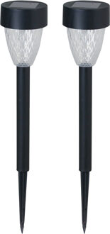 Luxform Solar tuinlamp - 2x - zwart - LED Softtone effect - oplaadbaar - D7 x H37 cm