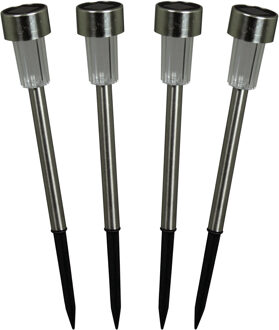 Luxform Solar tuinlamp - 4x - RVS - LED warm wit - oplaadbaar - D4,7 x H32,5 cm