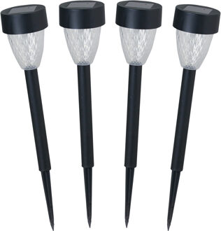 Luxform Solar tuinlamp - 4x - zwart - LED Softtone effect - oplaadbaar - D7 x H37 cm