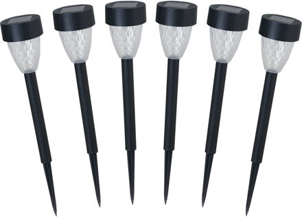 Luxform Solar tuinlamp - 6x - zwart - LED Softtone effect - oplaadbaar - D7 x H37 cm