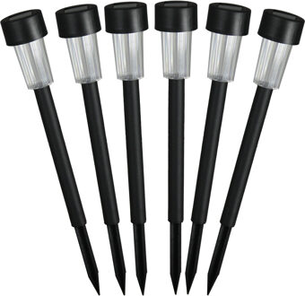 Luxform Solar tuinlamp - 6x - zwart - LED warm wit - oplaadbaar - D4,7 x H32,5 cm