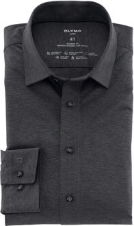 Luxor 24/Seven modern fit overhemd - antraciet grijs tricot - Strijkvriendelijk - Boordmaat: 43
