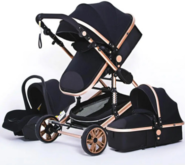Luxurious Baby Stroller 3 in 1 Genuine Portable Baby Carriage Fold Pram Aluminum Frame High Landscape Stroller for Newborn Baby
