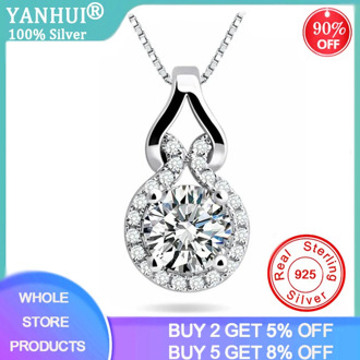 Luxury 2ct Lab Diamond Zirconia Gem Pendant Necklace 925 Sterling Silver Statement Necklace Women Fine Silver 925 Jewelry N38