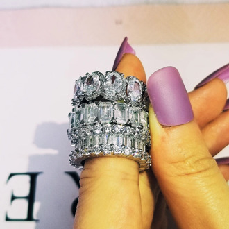 luxury 925 sterling silver baguette cut zirconia eternity band ring for women wedding christmas gift finger jewelry R5712