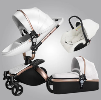 Luxury Baby Stroller 3 In 1 Aulon Baby Stroller Pu Leather Can Sit and Lie Four Seasons Winter Baby Strollers