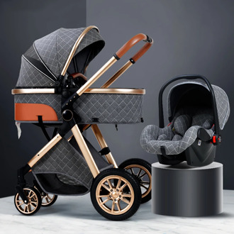 Luxury Baby Stroller 3 in 1 Baby Stroller High Landscape Stroller Folding Carriage Gold Baby Stroller Newborn Stroller