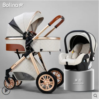 Luxury Baby Stroller 3 in 1 High landscape Cart Can Sit /Lie Baby Pushchair Cradel Infant Carrier