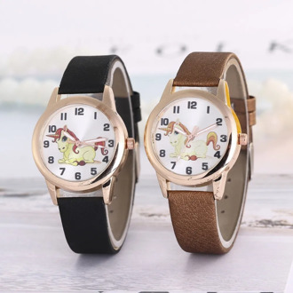 Luxury Band Kids Ladies Watch Women Watches Fashion Cute Cartoon Unicorn Leather Strap Reloj Mujer Quartz Wristwatch Childs Gift