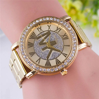 luxury brand European fashion watch ladies luxury gold full diamond watch quartz watch casual stainless steel ladies watch 2020