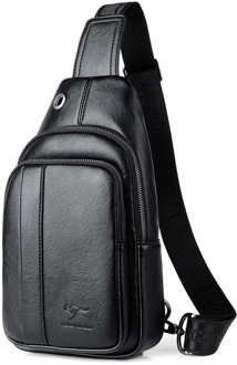 Luxury Brand Kangaroo Men Chest Bag Leather Crossbody Messenger Bag Casual Brown Belt Sling Bag Black Solid Leather Male Bag