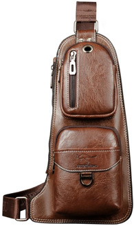 Luxury Brand Kangaroo Messenger Bag Men Leather Chest Bag Vintage Sling Bag Male Chest Pack Travel Casual Crossbody Shoulder Bag