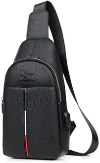 Luxury Brand Men's Messenger Bag Leather Chest Bags Men Crossbody Bag Business Shoulder Bags Casual Male Chest Pack USB Charge