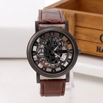 Luxury Brand Men's Watch Military Sport Hollow out Leather Men Quartz Watch Fashion Retro Wristwatch Clock relogio feminino