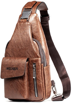 Luxury Brand Messenger Bag Leather Men Chest Bag Vintage Crossbody Shoulder Bag Man Business Sling Bag Male Casual Chest Pack