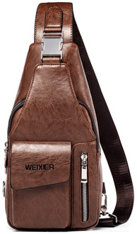 Luxury Brand Messenger Bags Leather Men Chest Bag Vintage Crossbody Shoulder Bag Man Business Sling Bags Male Casual Chest Pack
