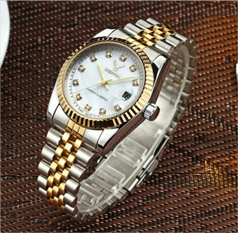 Luxury Brand Rolexable Fashion Rose Gold Men Women Calendar Quartz Watch Stainless Steel Strap Casual Dress Waterproof Watch