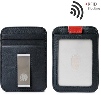 Luxury Brand Unisex Black Real Leather Design Fashion Gift Slim Wallet Travel Front Pocket Money Clip Mini Clamp Purse XYX-C061