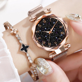 Luxury Brand Women Watch Magnet Stainless Steel Strap Starry Sky Female Quartz Watch Girl Student Waterproof Ladies Watch