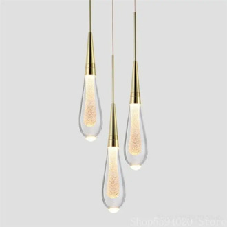 Luxury Crystal Chandelier Water Droplet Glass Pendant Lamps Villa Bedside Decorative Lustre Pendant Lamp Luminaire Suspendu