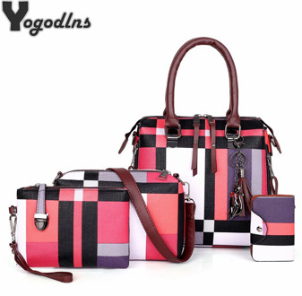 Luxury Handbags Plaid Women Bags Designer 2020 Tassel Purses Handbags Set 4 Pieces Bag Composite Messenger Female Bolsa Feminina