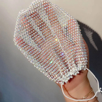 Luxury Jewelry Bling Rhinestone Mask Halloween Costume Elastic Mask for Women Fashion Crystal Decorative Clear Mask Dance Party