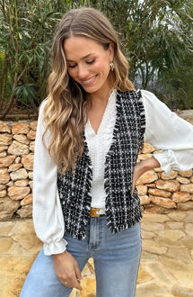 Luxury Lurex Tweed Gilet Black Zwart