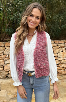 Luxury Lurex Tweed Gilet Pink Roze