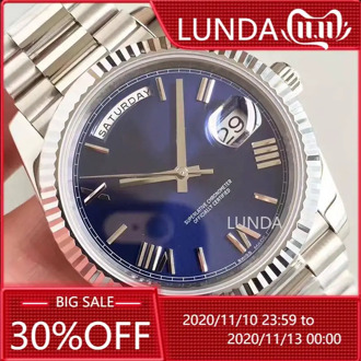 Luxury Men Watch Waterproof Automatic Mechanical Watch Day Stainless Steel Sapphire Crystal Automatic Wristwatch Date White