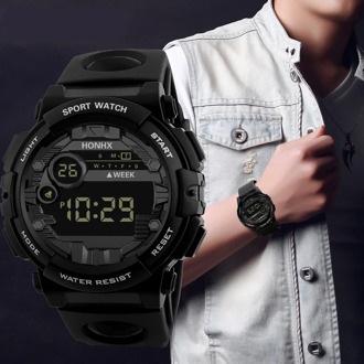 Luxury Mens Digital Led Watch Fashion Led Digital Waterproof Watch Adjustable Alarm Sports Calendar Wrist Watch Erkek Kol Saati