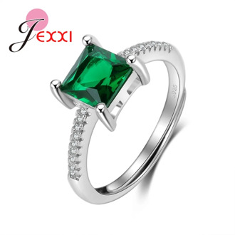 Luxury Opening 925 Sterling Silver Ring For Women Austrian Crystal Fashion CZ Zircon Wedding Engagement Adjustable Rings