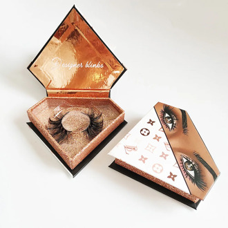 Luxury Rose Gold Diamond Eyelash Package Box Custom Eyelashes Packaging With Your Brand Logo Handmade Crisscross 5D Mink Lashes