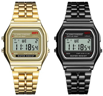 Luxury Small Square Gold Women Digital Watch Ultra-thin Steel LED Electronic Wrist Watch Luminous Clock Ladies Watches Men Gift