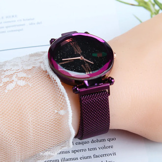 Luxury Starry Sky Stainless Steel Mesh Bracelet Crystal Analog Quartz Wristwatches Ladies Sports Dress Clock Watches For Women