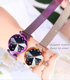 Luxury Starry Sky Stainless Steel Mesh Bracelet Watches For Women Crystal Analog Quartz Wristwatches Ladies Dress Clock reloj