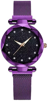 Luxury Starry Sky Stainless Steel Mesh Bracelet Watches For Women Crystal Analog Quartz Wristwatches Ladies Sports Dress Cloc