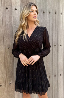 Luxury V-Hals Jurk Gold Goud/Zwart