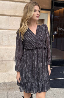 Luxury V-hals Jurk Print Grijs