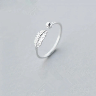 Luxury Vintage Punk 925 Sterling Silver Simple Feather Rings For Women Wedding Statement Finger Ring Anillos Anelli Bijoux