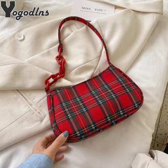 Luxury Women Baguette Bag Retro Plaid Shoulder Bag Designer Underarm Bag Ladies Canvas Hobo Bags Handbag Purse bolsa feminina