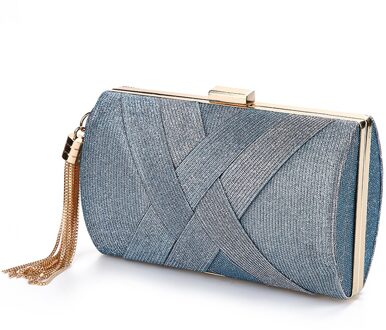 Luxy Maan Dames Handtas Vrouwen Bruiloft Clutch Tassen Sequin Purse Voor Bridal Luxe Elegante Kwastje Schoudertas ZD1495 blauw