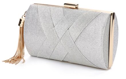Luxy Maan Dames Handtas Vrouwen Bruiloft Clutch Tassen Sequin Purse Voor Bridal Luxe Elegante Kwastje Schoudertas ZD1495 zilver
