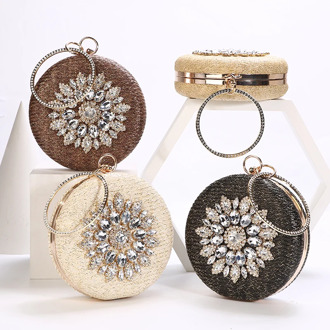 Luxy Moon Round Crystal Clutch Women's Mini Handbag Evening Clutch Bag for Wedding Party Elegant Shoulder Bag ZD1530